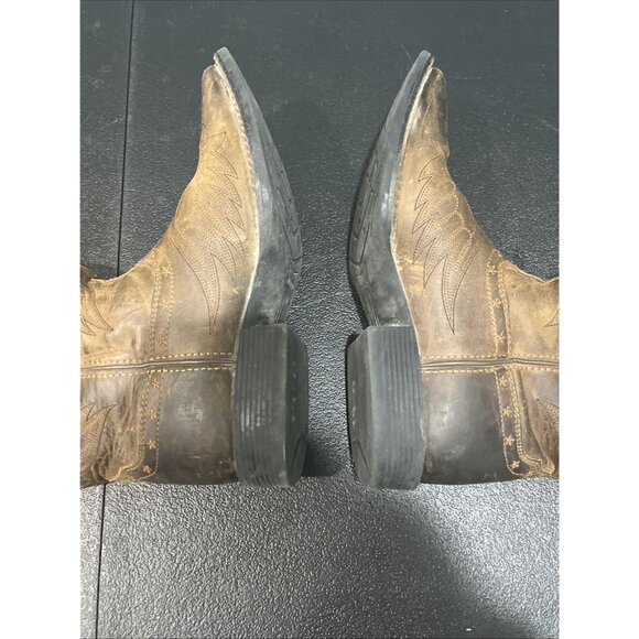 Ariat Brown Leather Cowboy Boots 4LR Youth Kids 10 Square Toe Western 10017313 - Picture 7 of 8